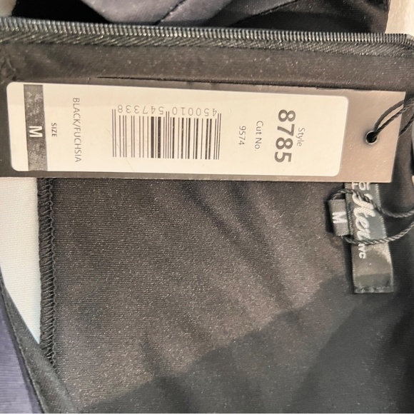 #A103  For Her NYC Black Vintage  Fuchsia Polka Dot Puff Sleeve Dress NWT M - Picture 10 of 10